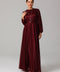 Maroon Shimmer Maxi Dress with Soft Waist Gather