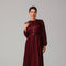 Maroon Shimmer Maxi Dress with Soft Waist Gather