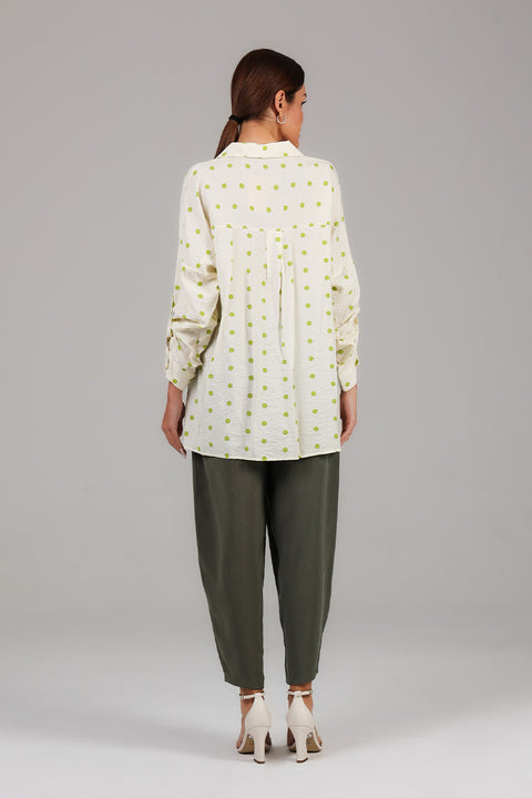Green Polka Dot Relaxed Shirt