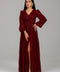 Burgundy Sequin Detail Modest Evening Dress 