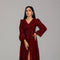 Burgundy Sequin Detail Modest Evening Dress 