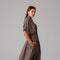 Brown Striped Pleated Shirt Dress