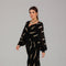 Black Foil Detail Modest Evening Dress