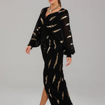 Black Foil Detail Modest Evening Dress PR 015 Black