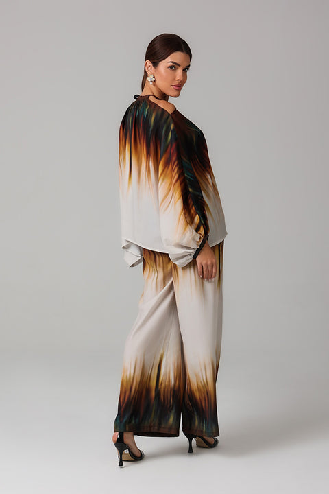 White Abstract Ombre Co-ord Set