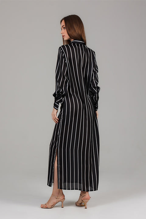 Black Striped Shirt Dress