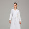 White Wrap Detail Modest Dress