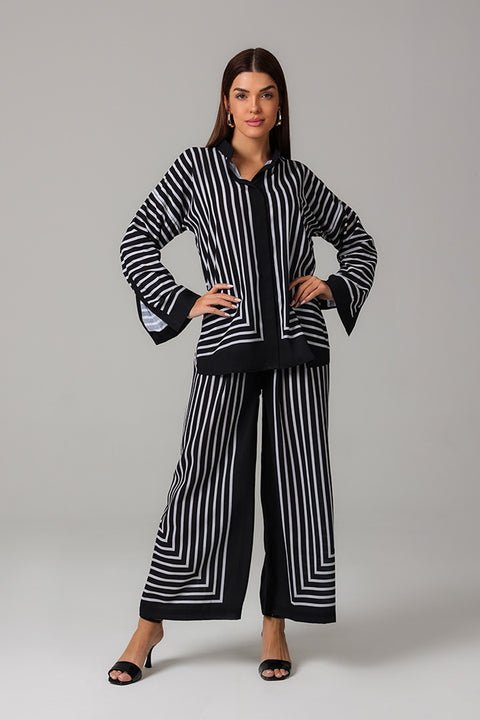 Black Monochrome Stripe Co-ord Set