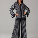 Monochrome Stripe Co-ord Set JS 009 Black