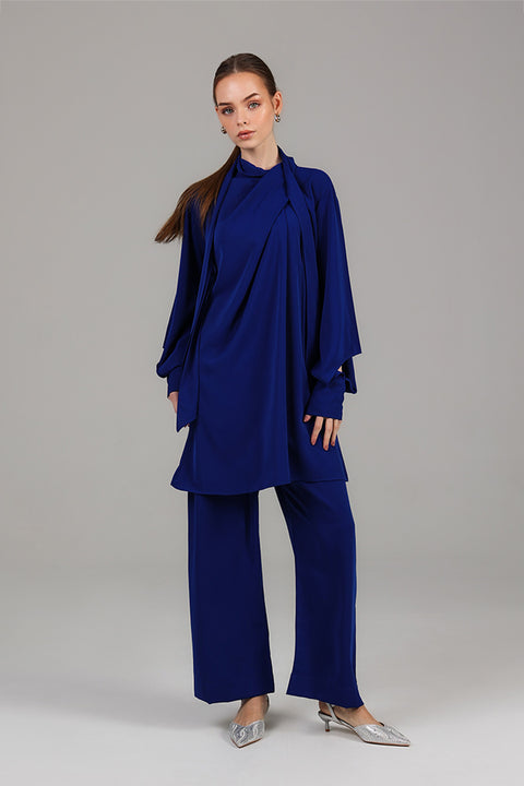 Blue Cobalt Draped Co-Ord Set