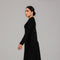 Black Asymmetric Sequin Panel Evening Gown with Drape Detail