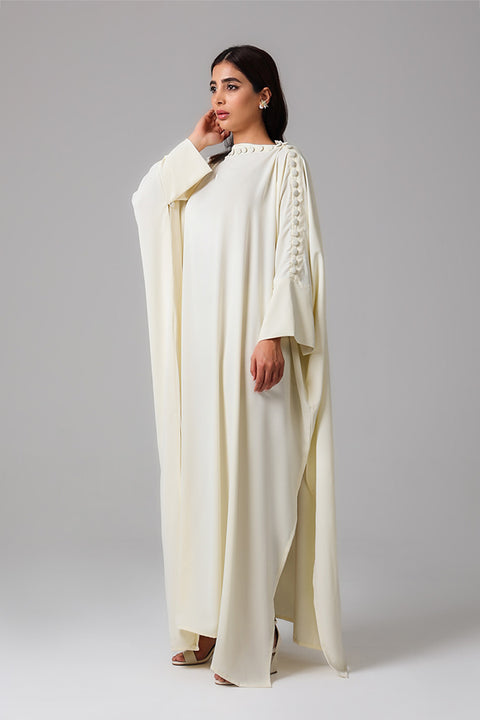 Cream Embellished Kaftan Gown