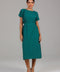 Emerald Green Belted Modest Midi Dress