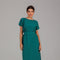 Emerald Green Belted Modest Midi Dress