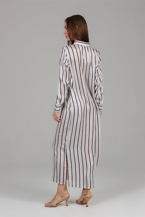 Cream Striped Shirt Dress