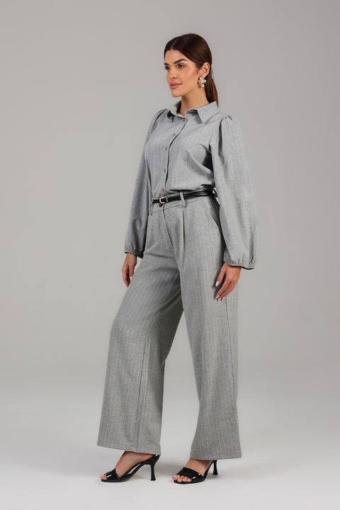 Grey Pinstripe Tailored Co-Ord Set