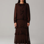 Ruffle Detail Maxi Dress BKMF 040 Brown