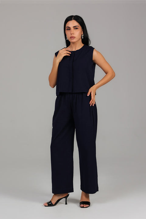 Navy Blue Sleeveless Co-Ord Set