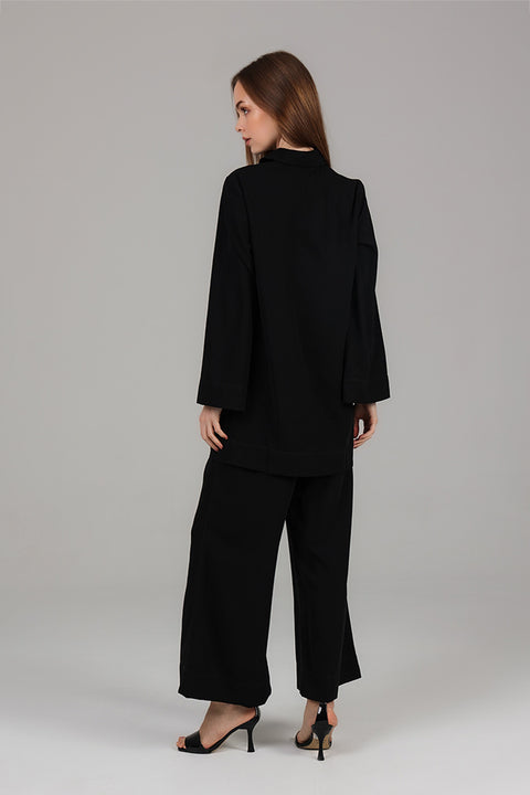 Black Fluid Longline Co-Ord Set