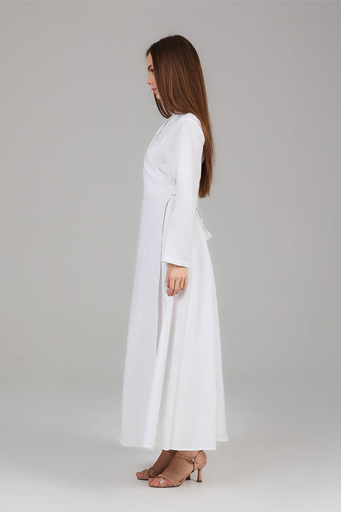 White Wrap-Style Maxi Dress