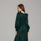Green Satin Ruched Evening Dress