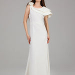 One-Shoulder Ruffle Detail Maxi Dress BKMF 026 White