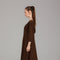 Dark Brown Button-Front A-Line Midi Dress