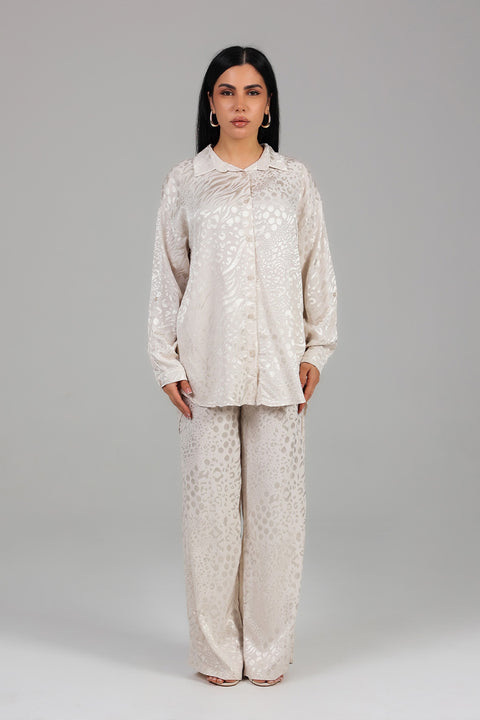 Beige Jacquard Co-Ord Set