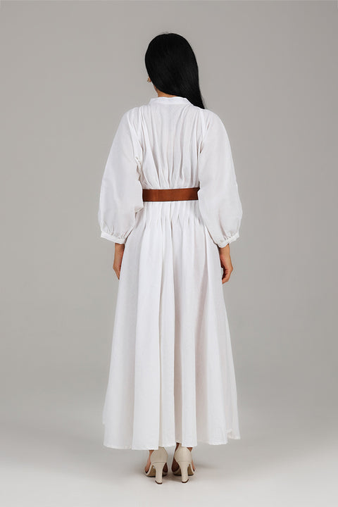 Off White Belted Maxi Dress