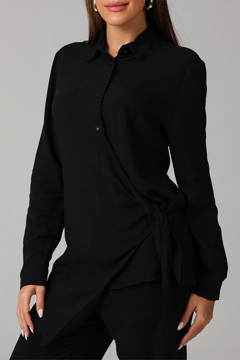 Black Midnight Black Draped Co-Ord Set
