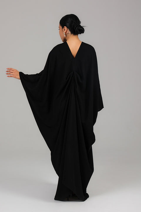 Black Classic Draped Kaftan Dress