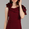 Maroon One-Shoulder Ruffle Detail Maxi Dress