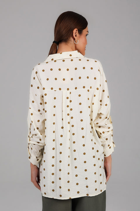 Brown Polka Dot Relaxed Shirt