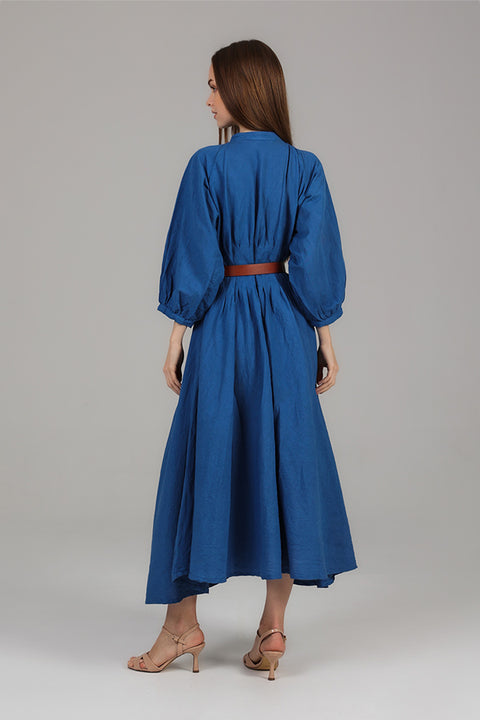 Navy Blue Belted Maxi Dress