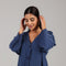 Dusty Blue Relaxed Button-Front Top