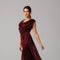 Maroon Shimmer Draped Gown with Embellished Shoulder