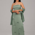 Strapless Bow Detail Maxi Dress BKMF 027 Mint Green
