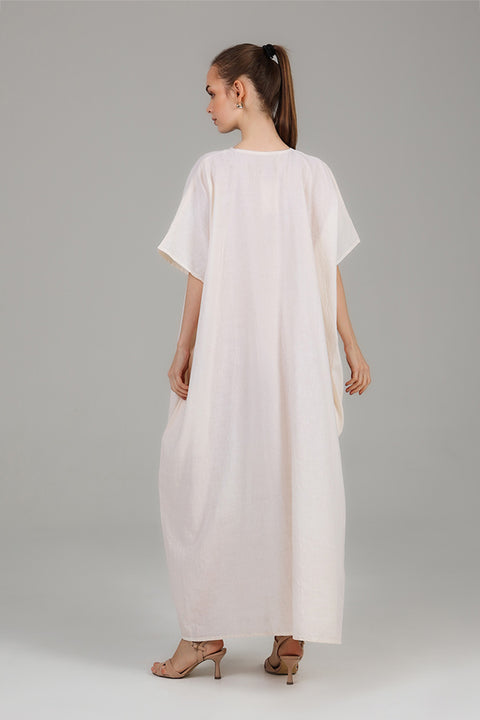 Beige Relaxed Modest Kaftan Dress