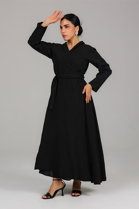 Wrap-Style Maxi Dress PR 004 Black