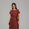 Brown Belted Modest Midi Dress
