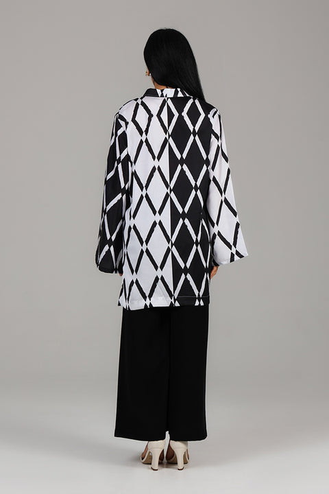 Black and White Monochrome Geometric Printed Co-ord Set 