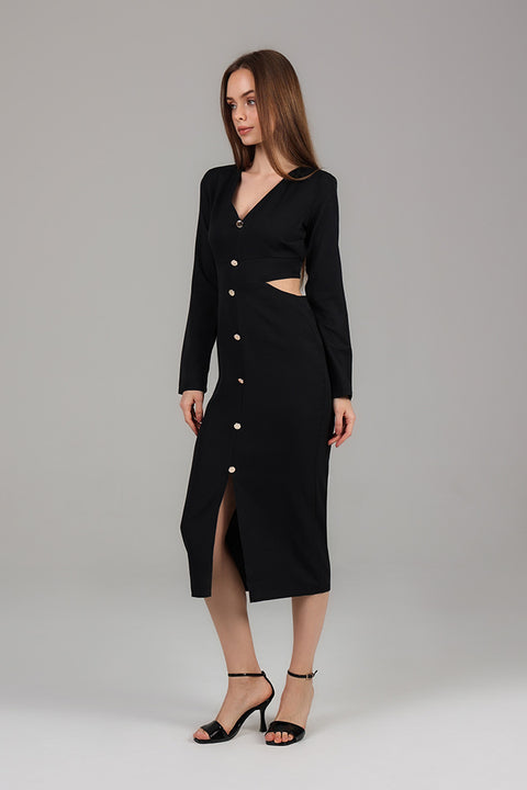 Black Midnight Cut-Out Detail Midi Dress