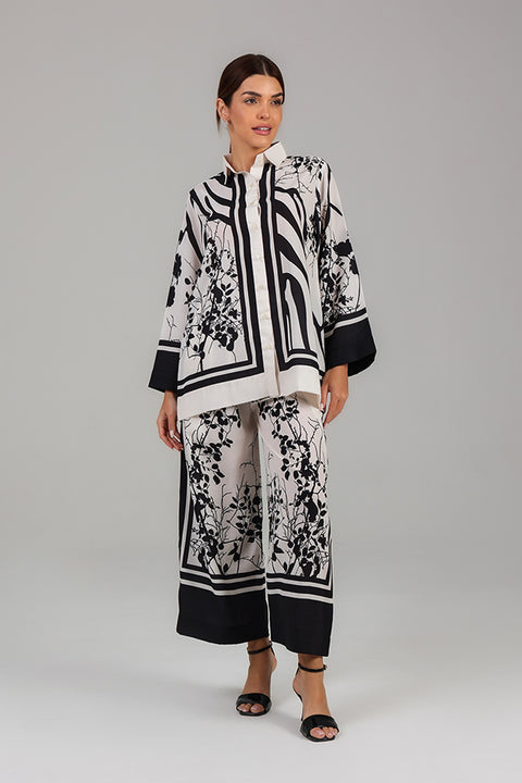Black and White Monochrome Printed Co-ord Set