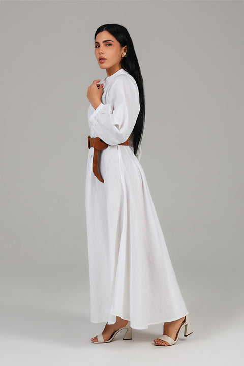 Off White Belted Maxi Dress
