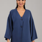 Relaxed Button-Front Top BKMF 032 Dusty Blue