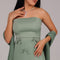 Mint Green Strapless Bow Detail Maxi Dress