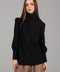 Black High-Neck Draped Top