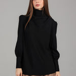 High-Neck Draped Top BKMF 031 Black