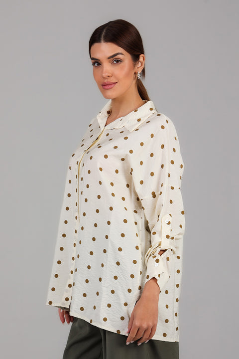 Brown Polka Dot Relaxed Shirt