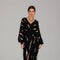 Black Foil Detail Modest Evening Dress